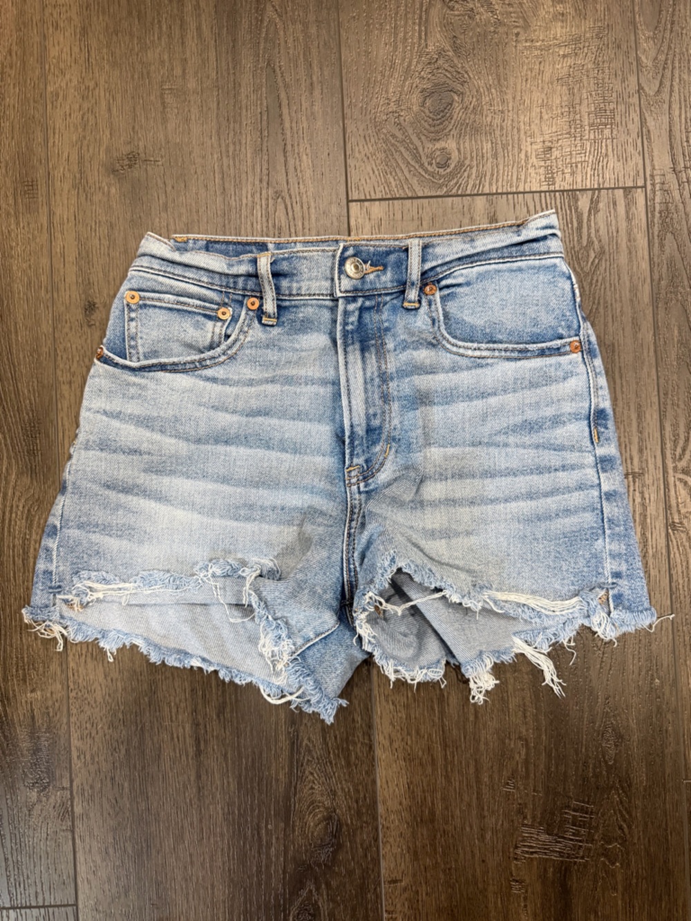 American Eagle Outfitters Light Blue Distressed Denim Shorts
